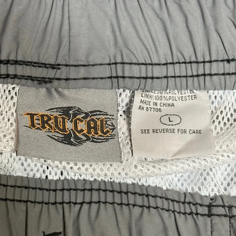 Tru Cal Mens Board Shorts Aqua Blue Striped Swim Trunks Cargo Pocket Size L NWT